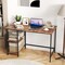 Costway 47'' Computer Desk Office Study Table Workstation Home w/ Adjustable Shelf Rustic Black/Coffee/Brown